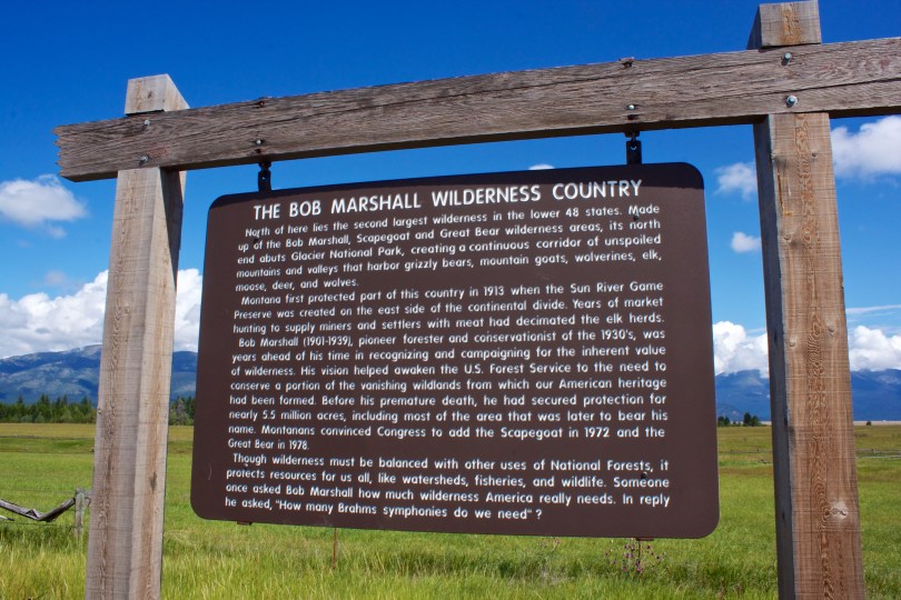 highway signage about the bob marshall wilderness area